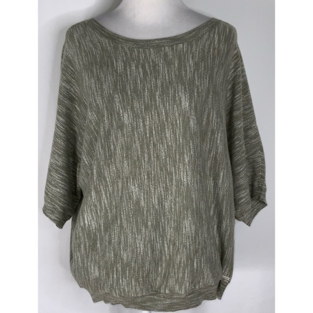 DKNY Jeans Sage & White Soft Dolman Short Sleeve Knit Top S…NWT